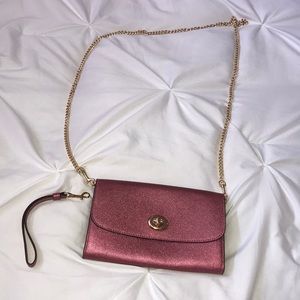 Authentic Coach clutch on chain with strap